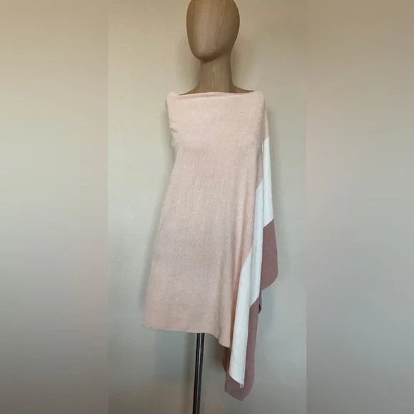 Barefoot Dreams CozyChic Ultra Lite Knit Sunset Poncho Pale Pink One Size Plus - Picture 10 of 16